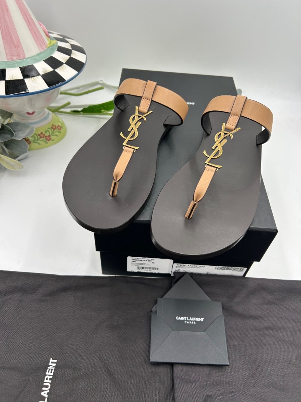Men’s Saint Laurent Cassandre Leather Sandals . Size 45/12 US. - Picture 6 of 9